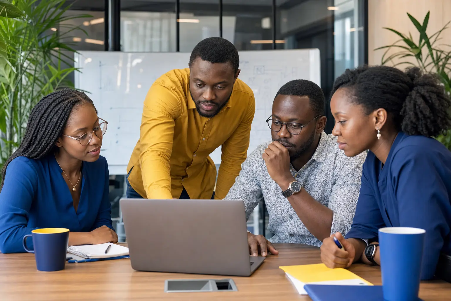 Illustrative African professionals learning through a practical project